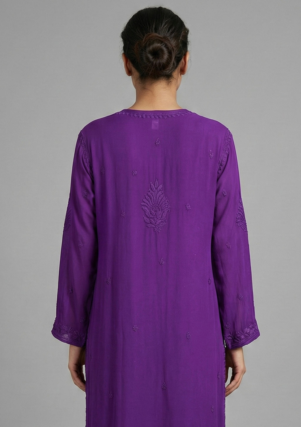 Sukoon in purple| Handcrafted Chikankari Kurta in Pure Viscose Georgette