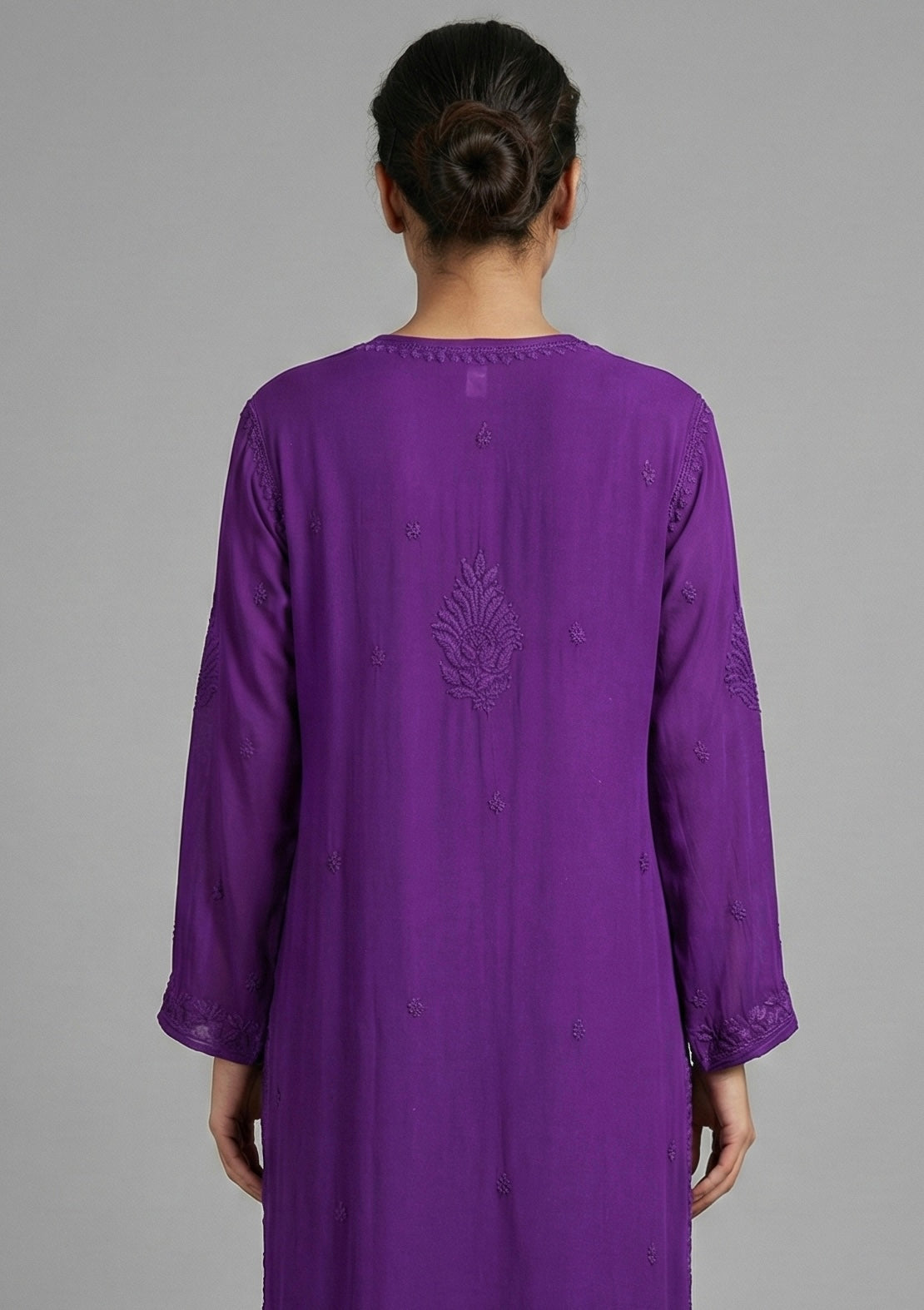 Sukoon in purple| Handcrafted Chikankari Kurta in Pure Viscose Georgette