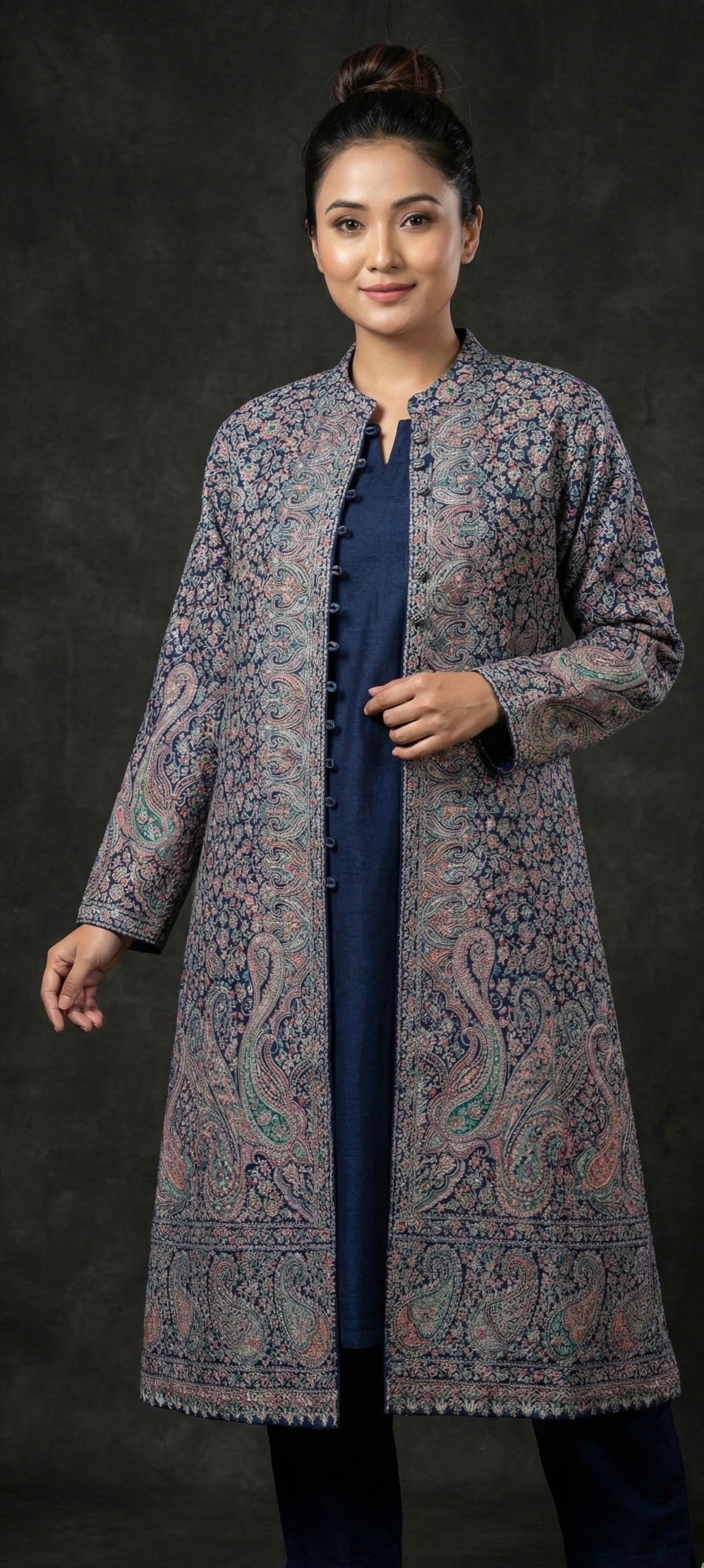 Aureen – Premium Woollen Kani 3 piece Set (Blue Shade)
