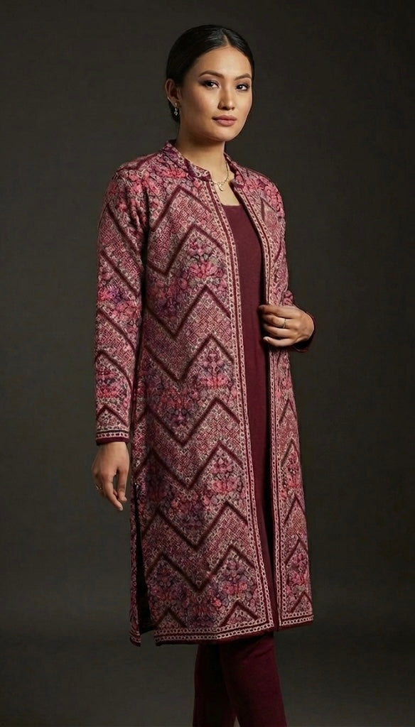 ZAREEN Chevron Woollen 3-Piece Winter Set | Premium Winter Co-Ord