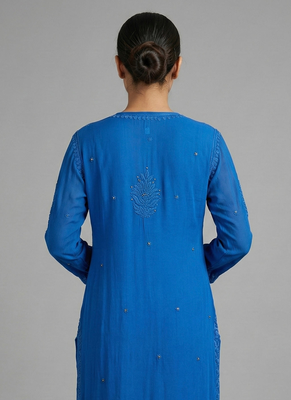 Sukoon in blue | Handcrafted Chikankari Kurta in Pure Viscose Georgette