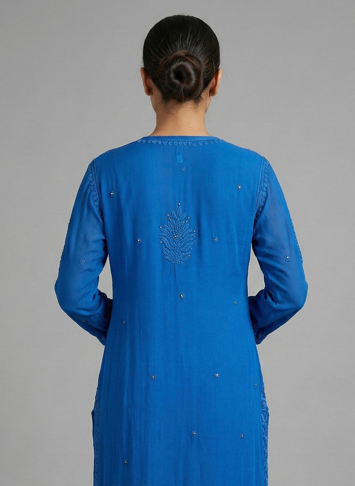 Sukoon in blue | Handcrafted Chikankari Kurta in Pure Viscose Georgette