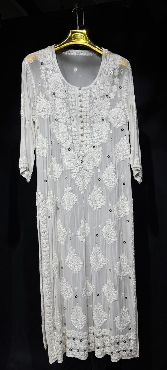 Sukoon | Handcrafted Chikankari Kurta in Pure Viscose Georgette