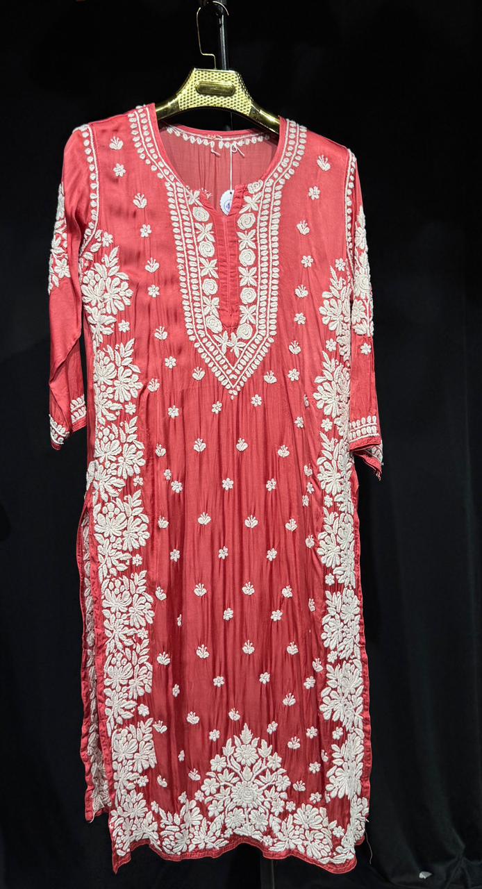 Neelima | Handcrafted Chikankari Modal Silk Kurta