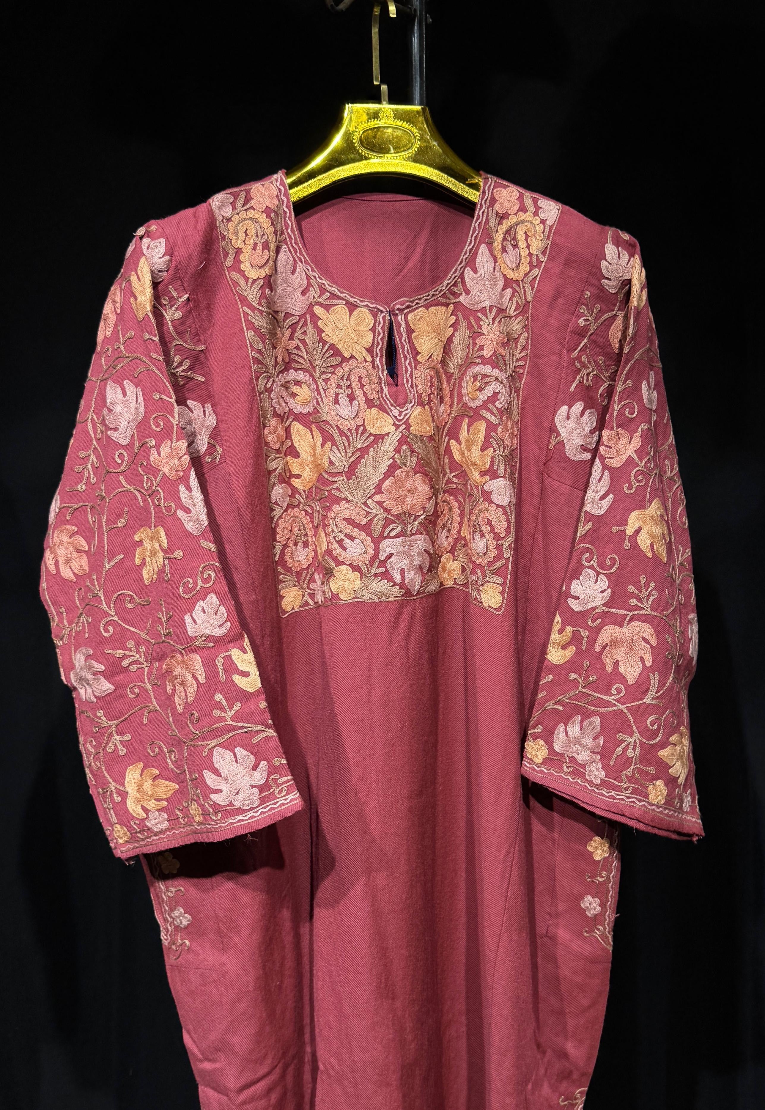 IZA Maroon Kashmiri Aari Phiran