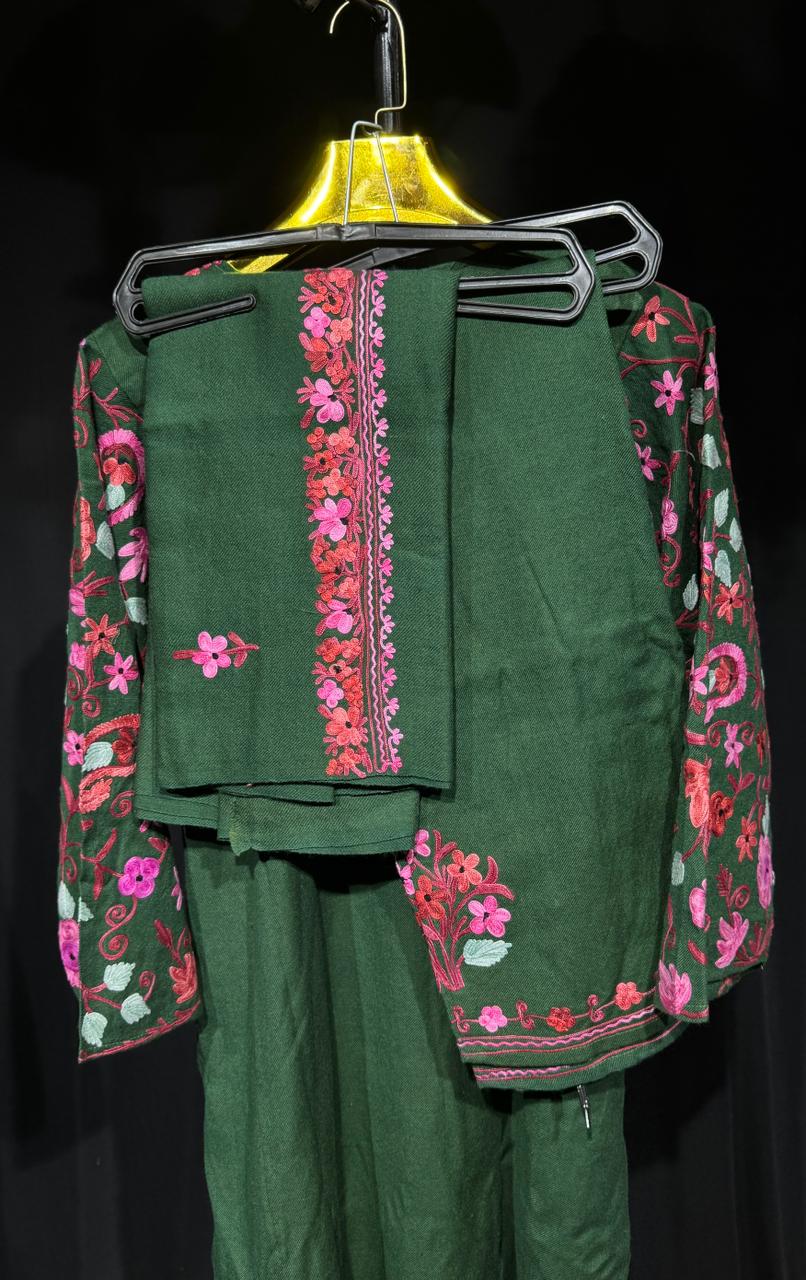 Zoya Deep Emerald Kashmiri Aari 3-Piece Set