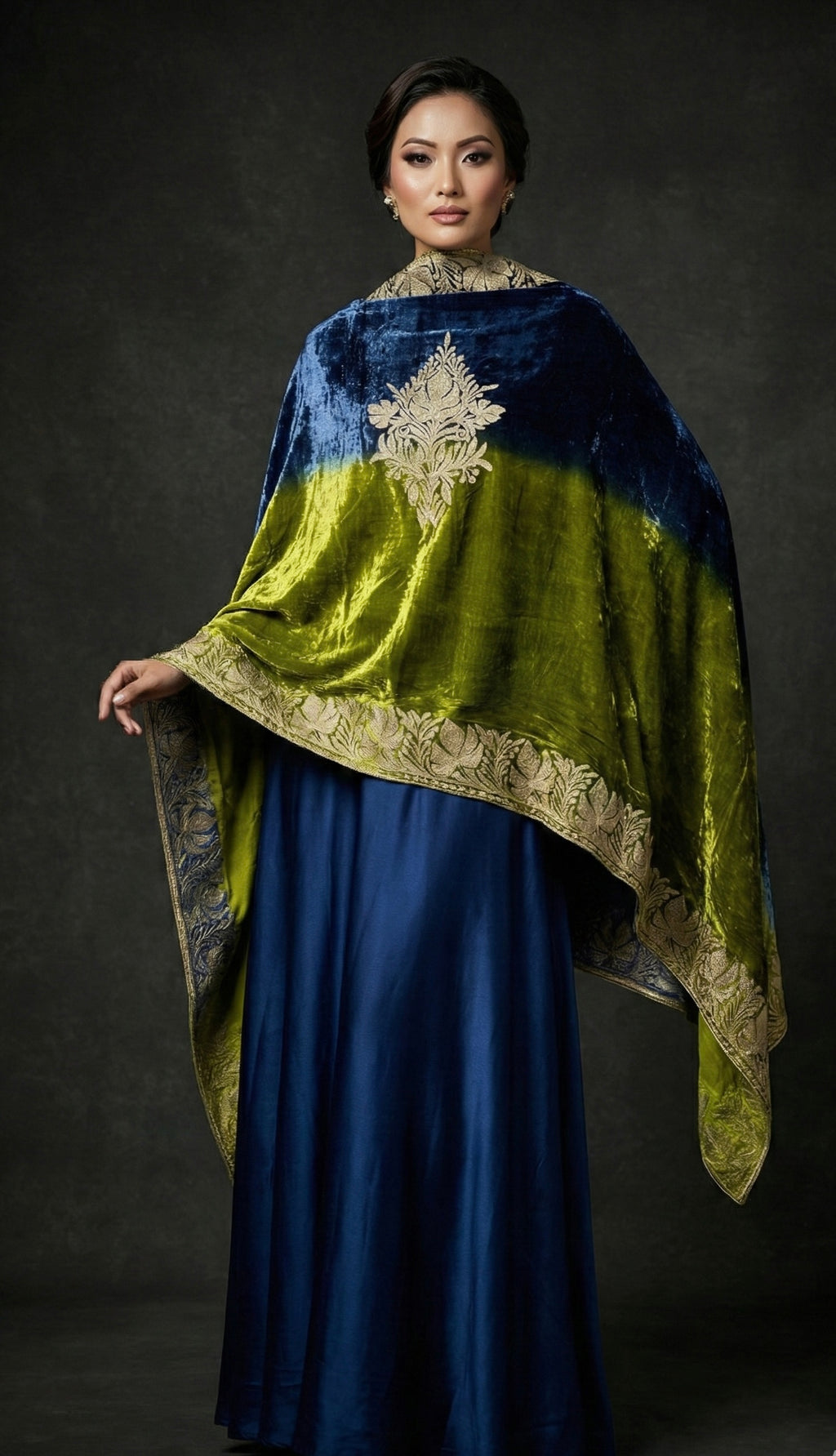 Noorjahaan – Makhmal Velvet Cape Shawl (Neel & Olive)