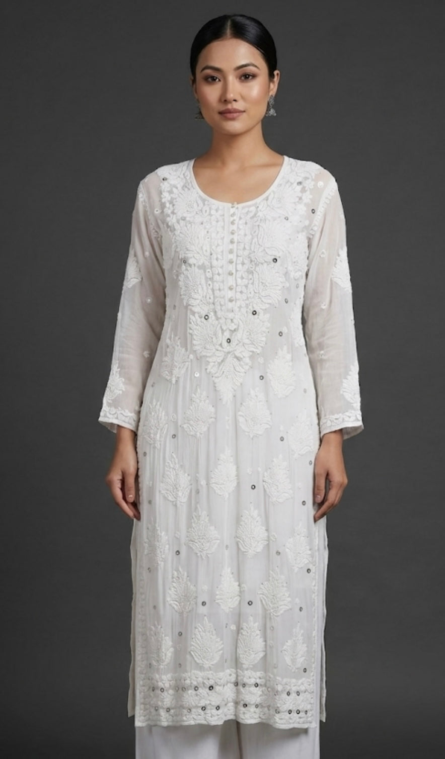 Sukoon | Handcrafted Chikankari Kurta in Pure Viscose Georgette