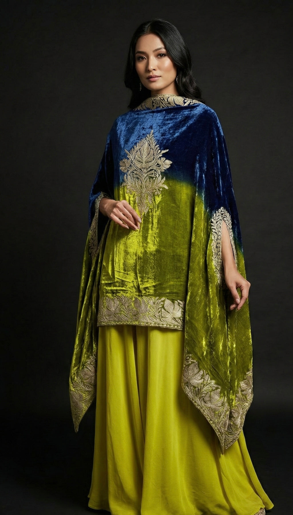 Noorjahaan – Makhmal Velvet Cape Shawl (Neel & Olive)