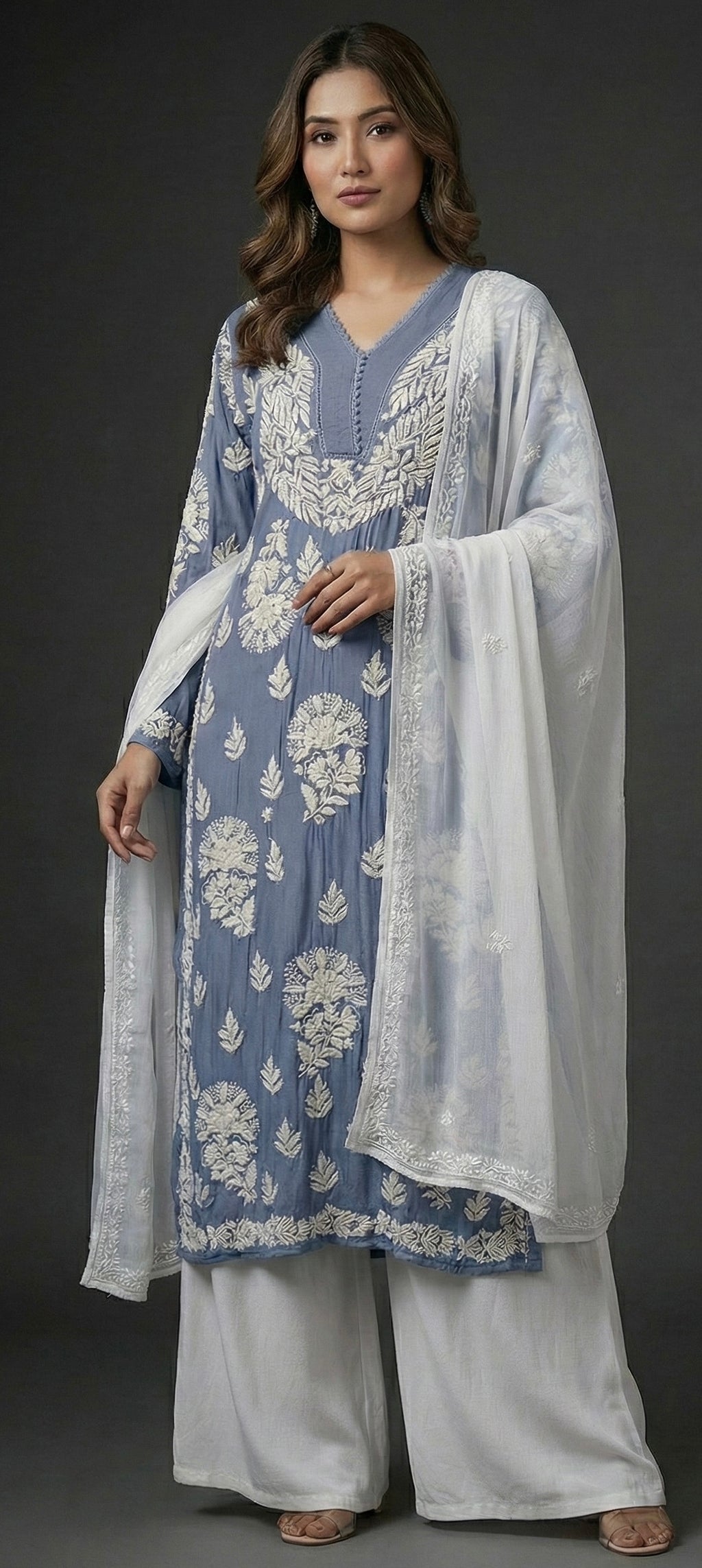 Anvika – Handcrafted Floral pure crepe Kurta