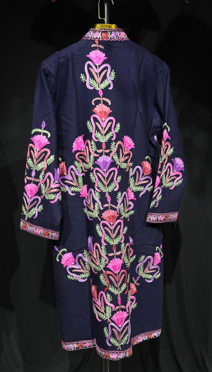 Sharika | Hand-Embroidered Kashmiri Long Coat