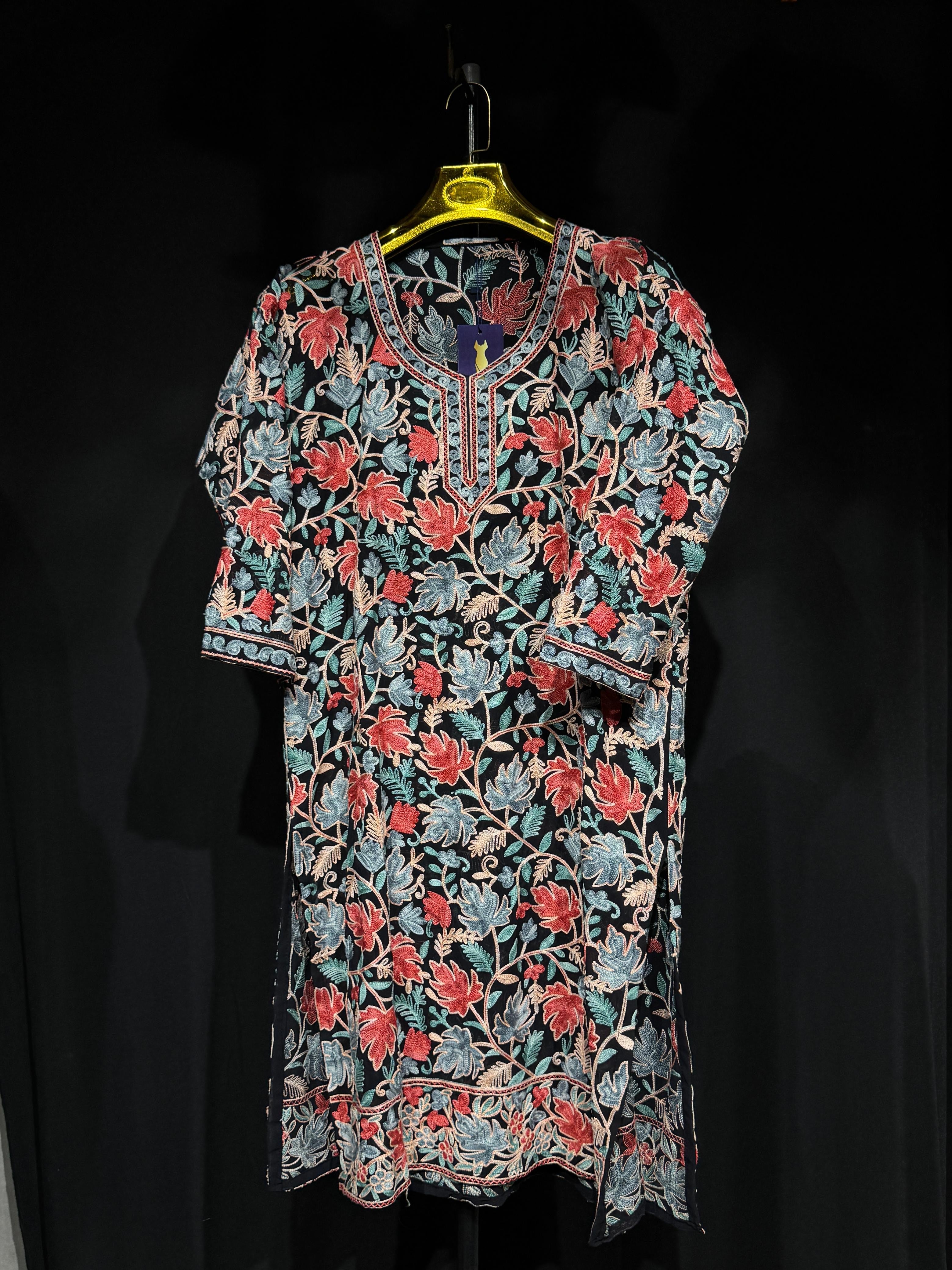 NAYAB Kashmiri Aari Kurta | Premium Georgette | Midnight Blue Elegance