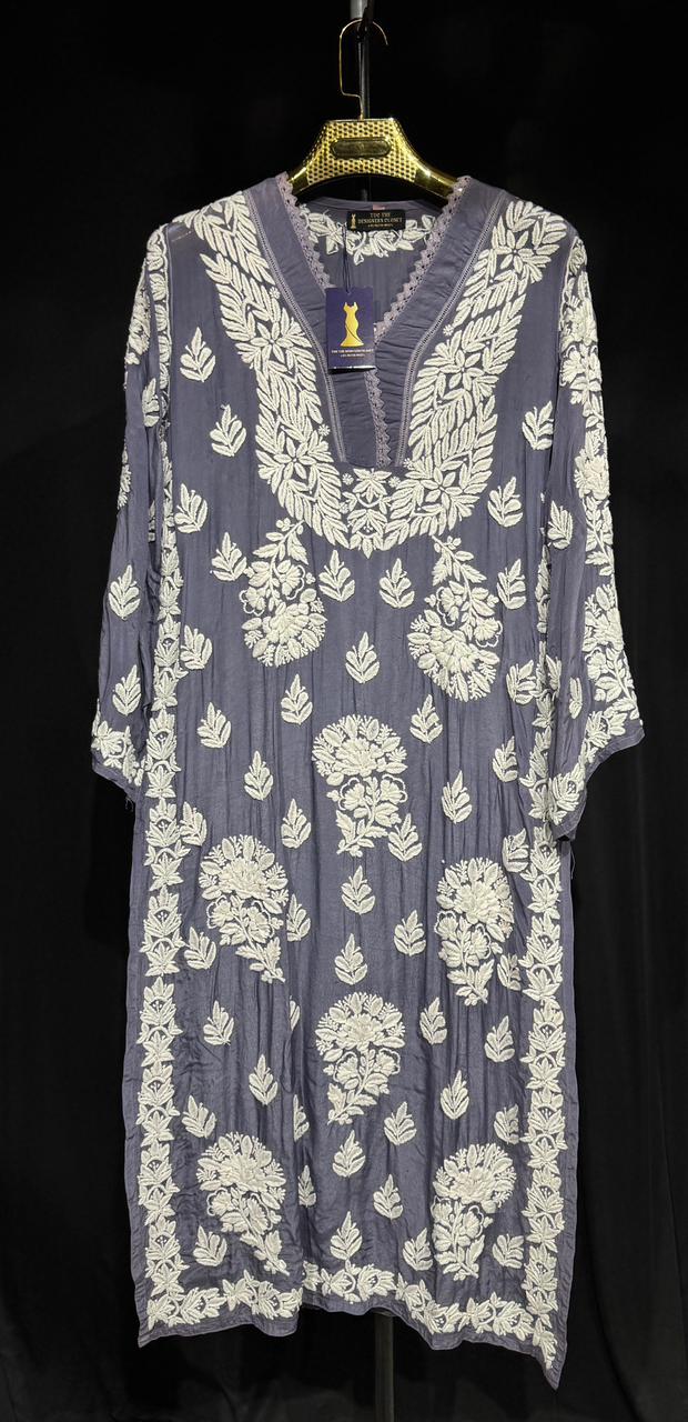 Anvika – Handcrafted Floral pure crepe Kurta