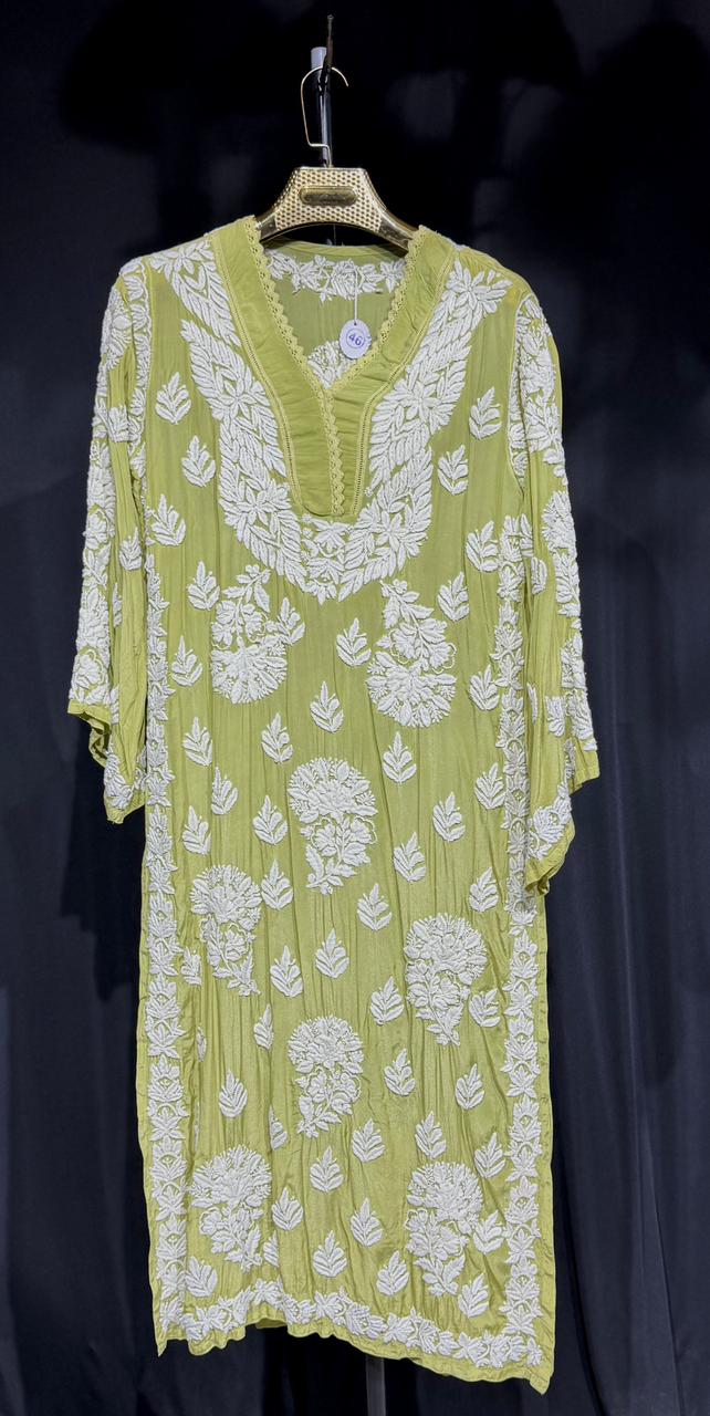 Anvika – Handcrafted Floral pure crepe Kurta