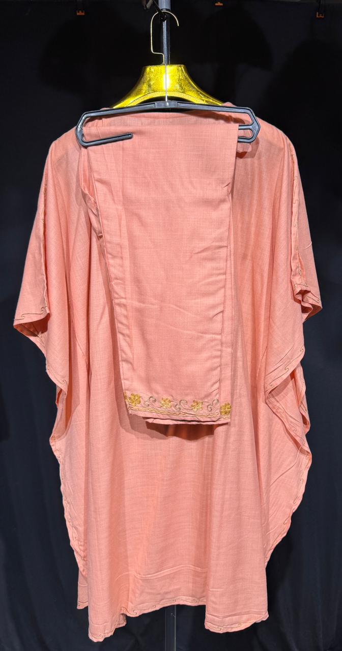 Mahira Peach Aari Kaftan Set
