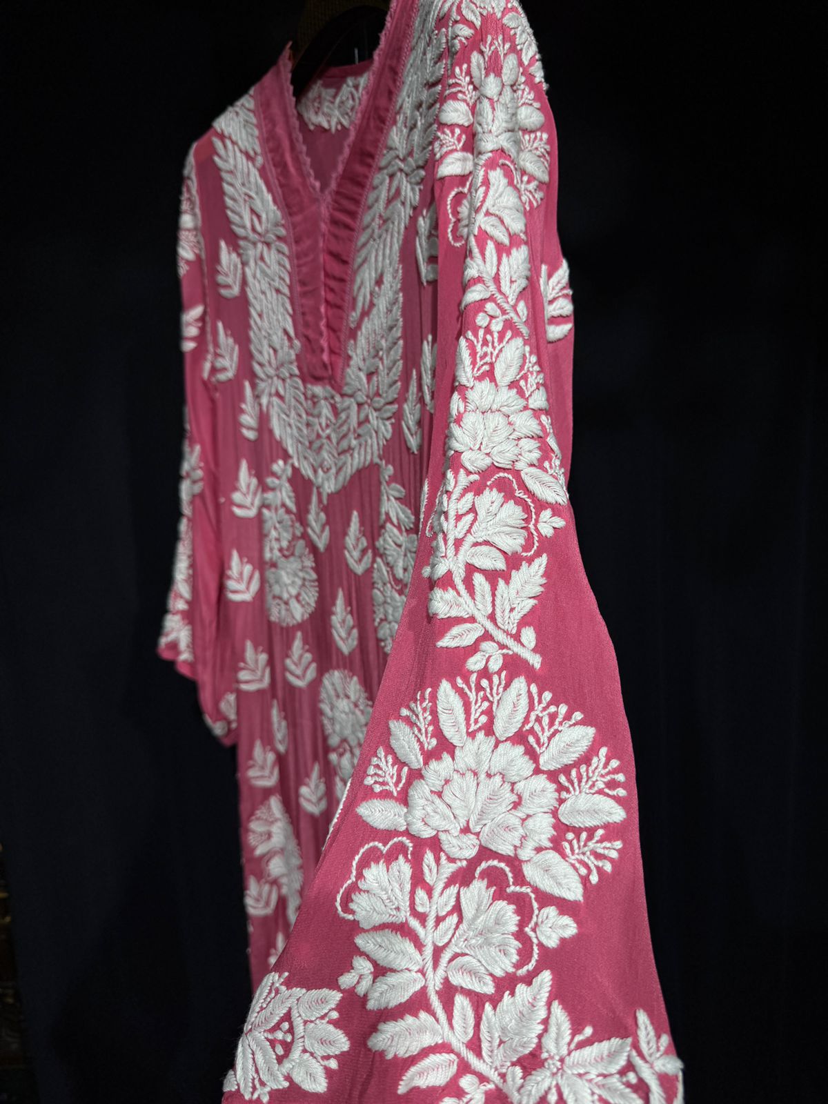 Anvika – Handcrafted Floral pure crepe Kurta