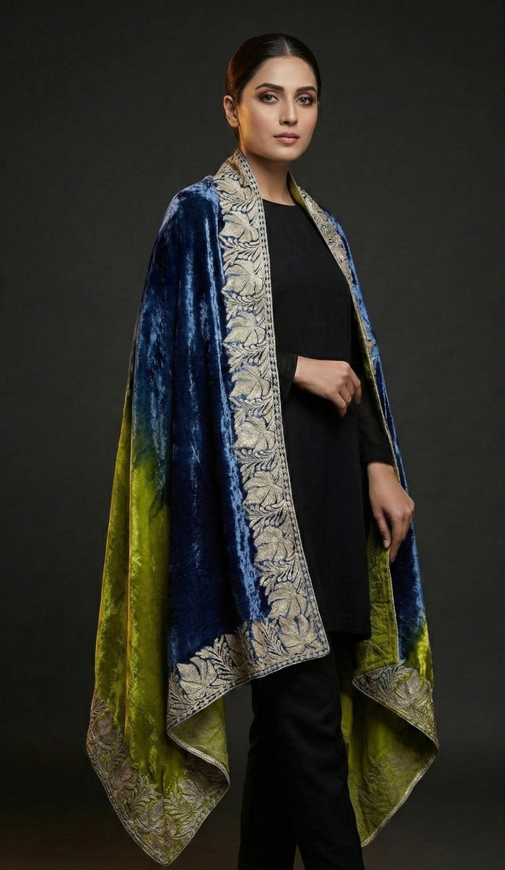 Noorjahaan – Makhmal Velvet Cape Shawl (Neel & Olive)