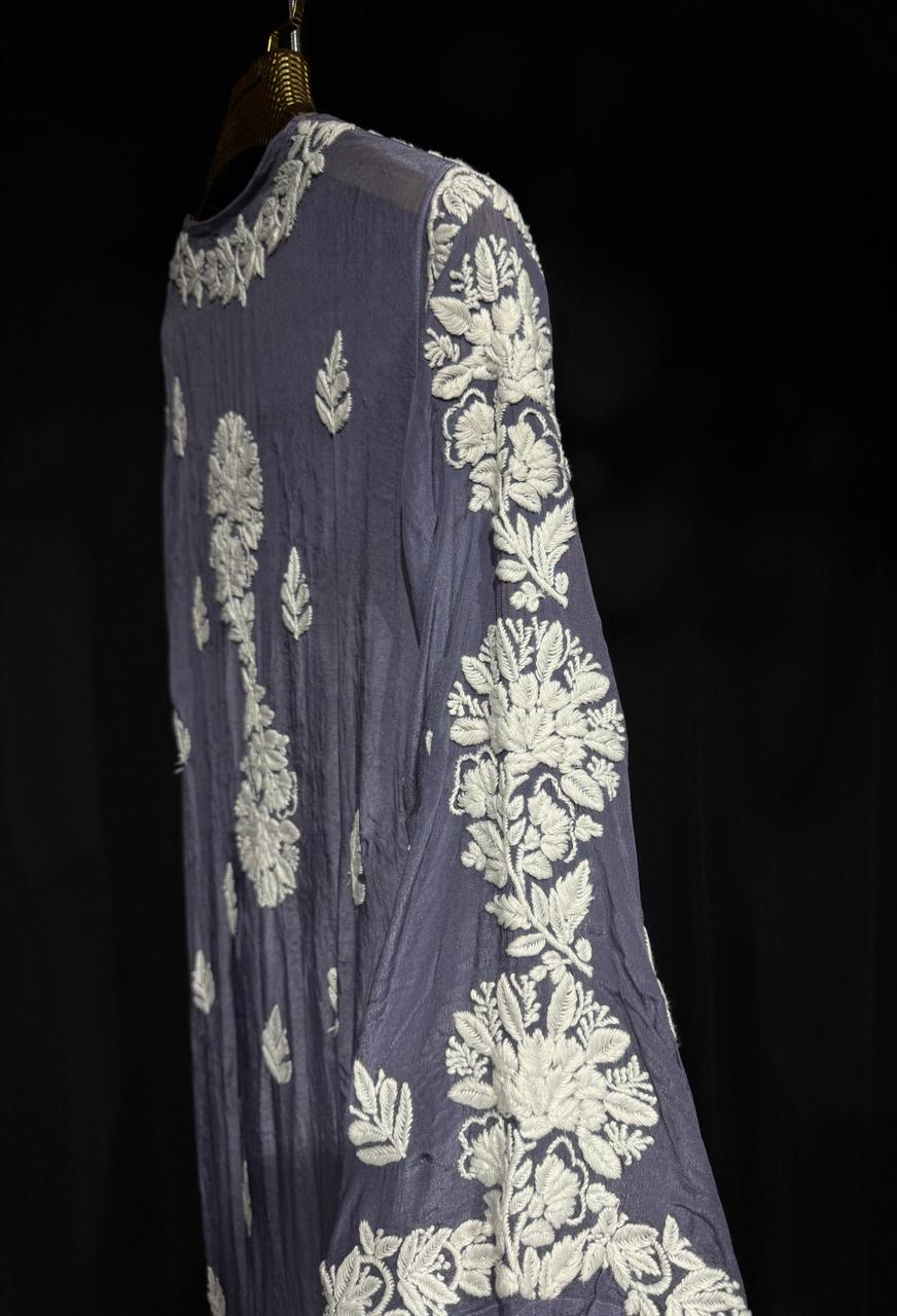 Anvika – Handcrafted Floral pure crepe Kurta