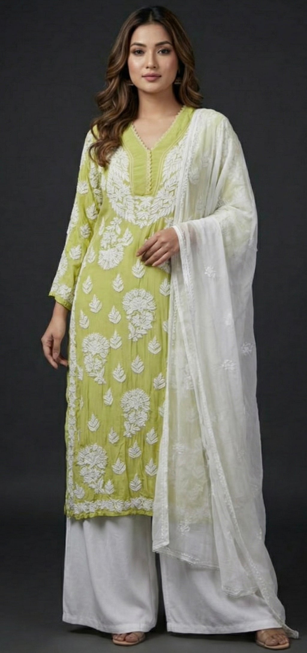 Anvika – Handcrafted Floral pure crepe Kurta