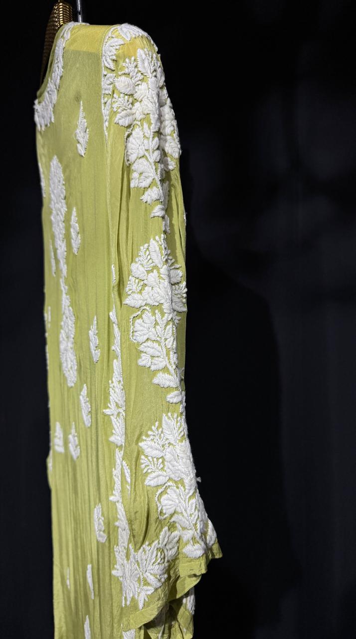 Anvika – Handcrafted Floral pure crepe Kurta