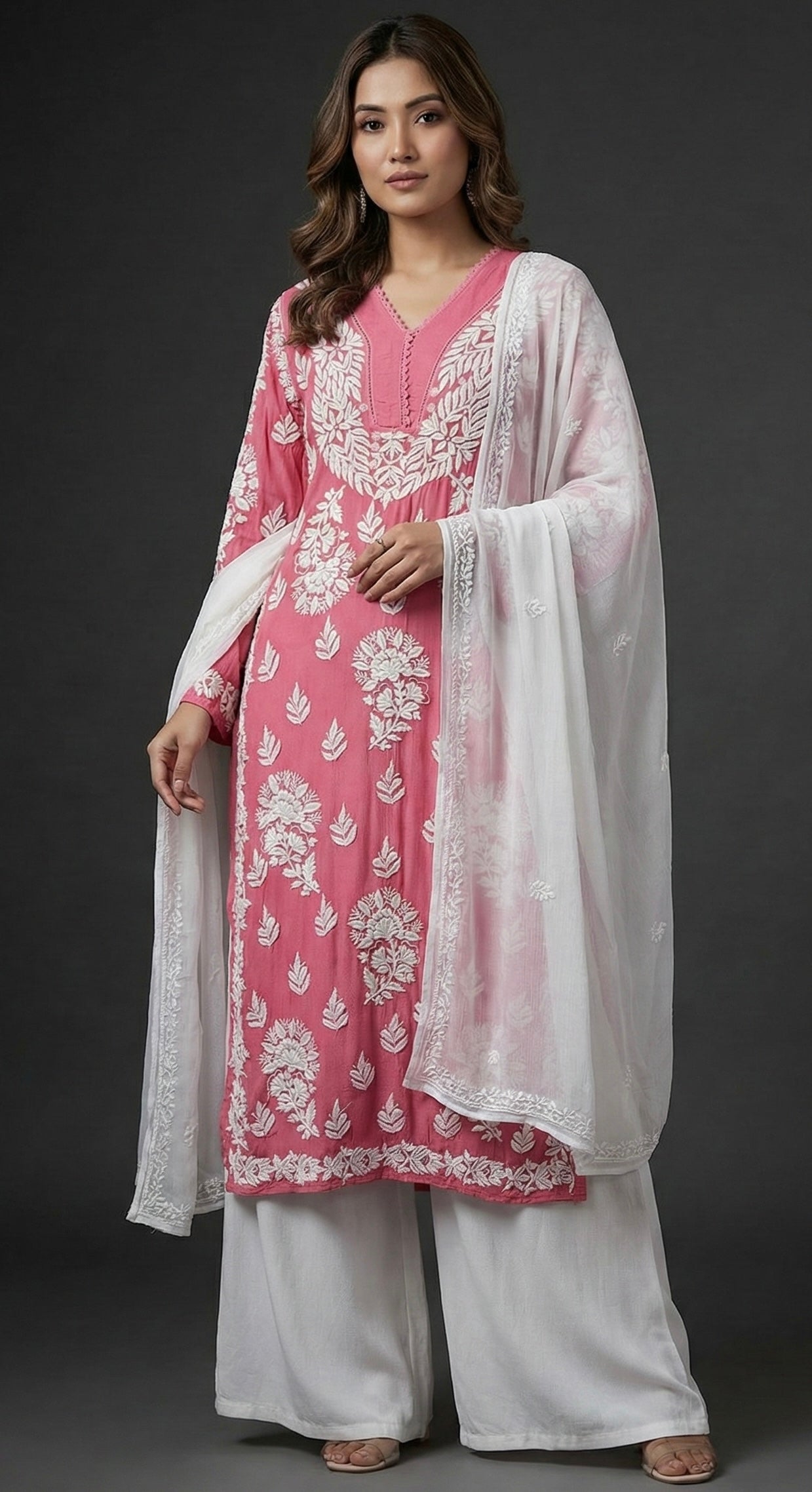 Anvika – Handcrafted Floral pure crepe Kurta