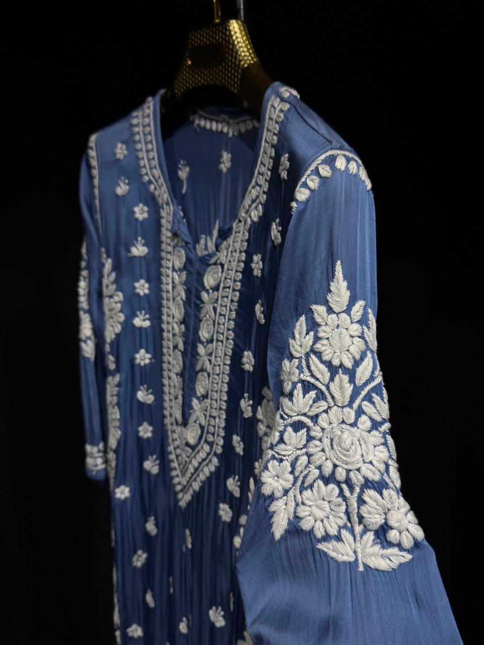 Neelima | Handcrafted Chikankari Modal Silk Kurta