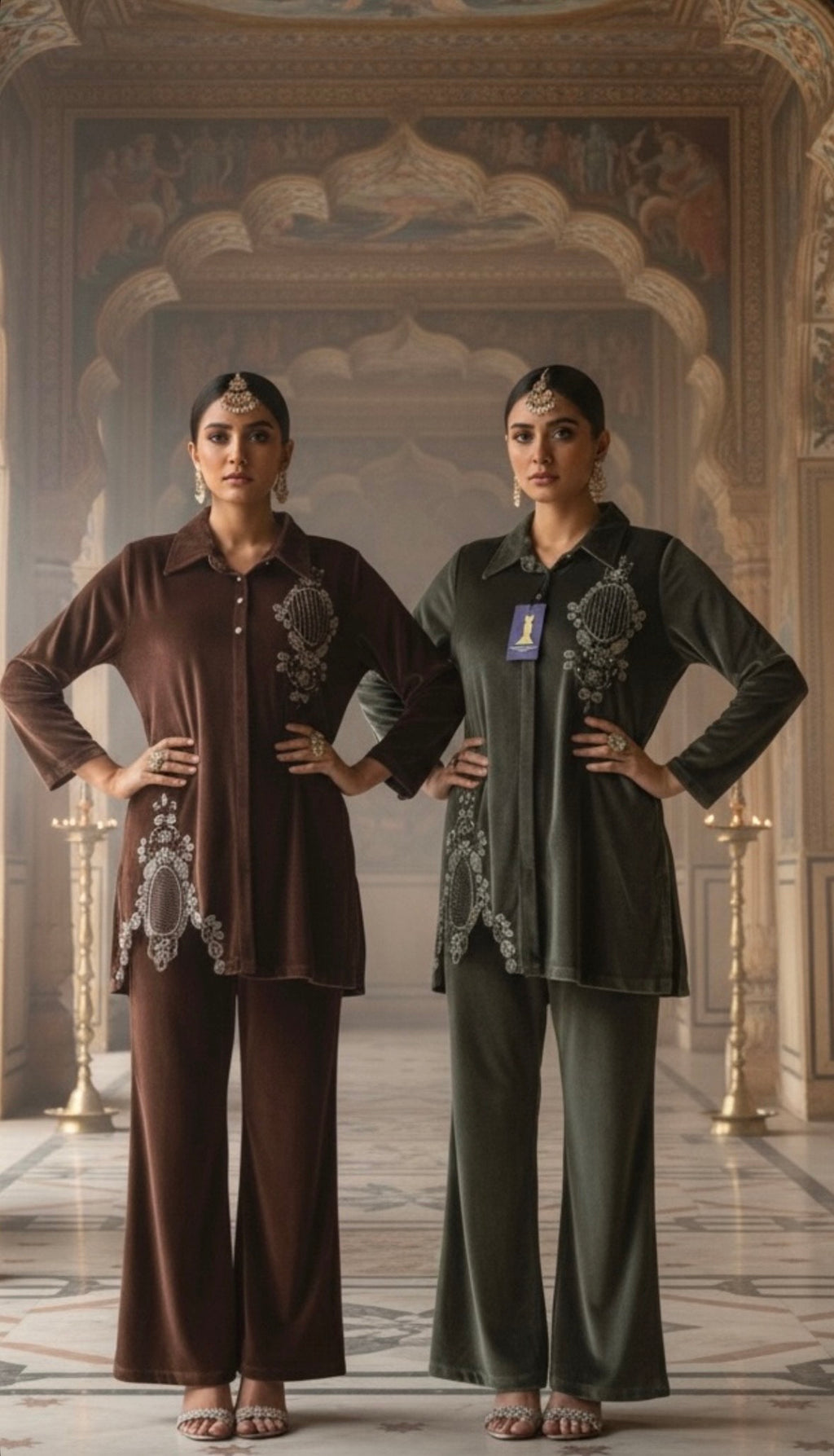 Velora Velvet Embroidered Co-Ord Set