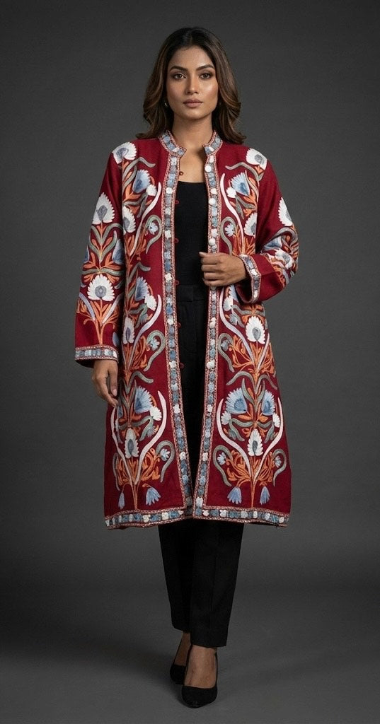 Zoya Aari-Embroidered Kashmiri Coat