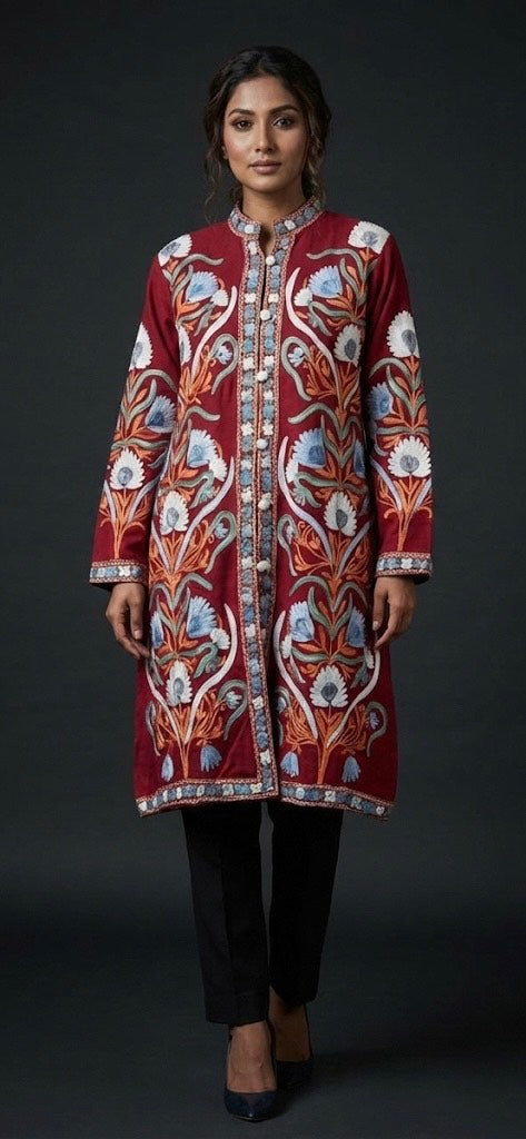 Zoya Aari-Embroidered Kashmiri Coat