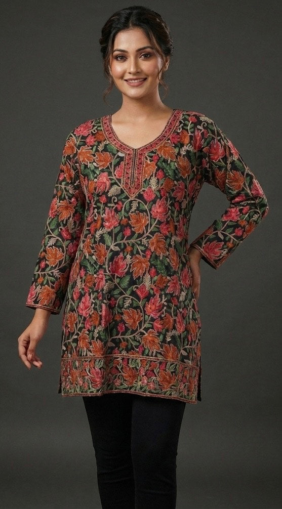 Zeenat Kashmiri Aari Georgette Kurta | Embroidered Floral Elegance