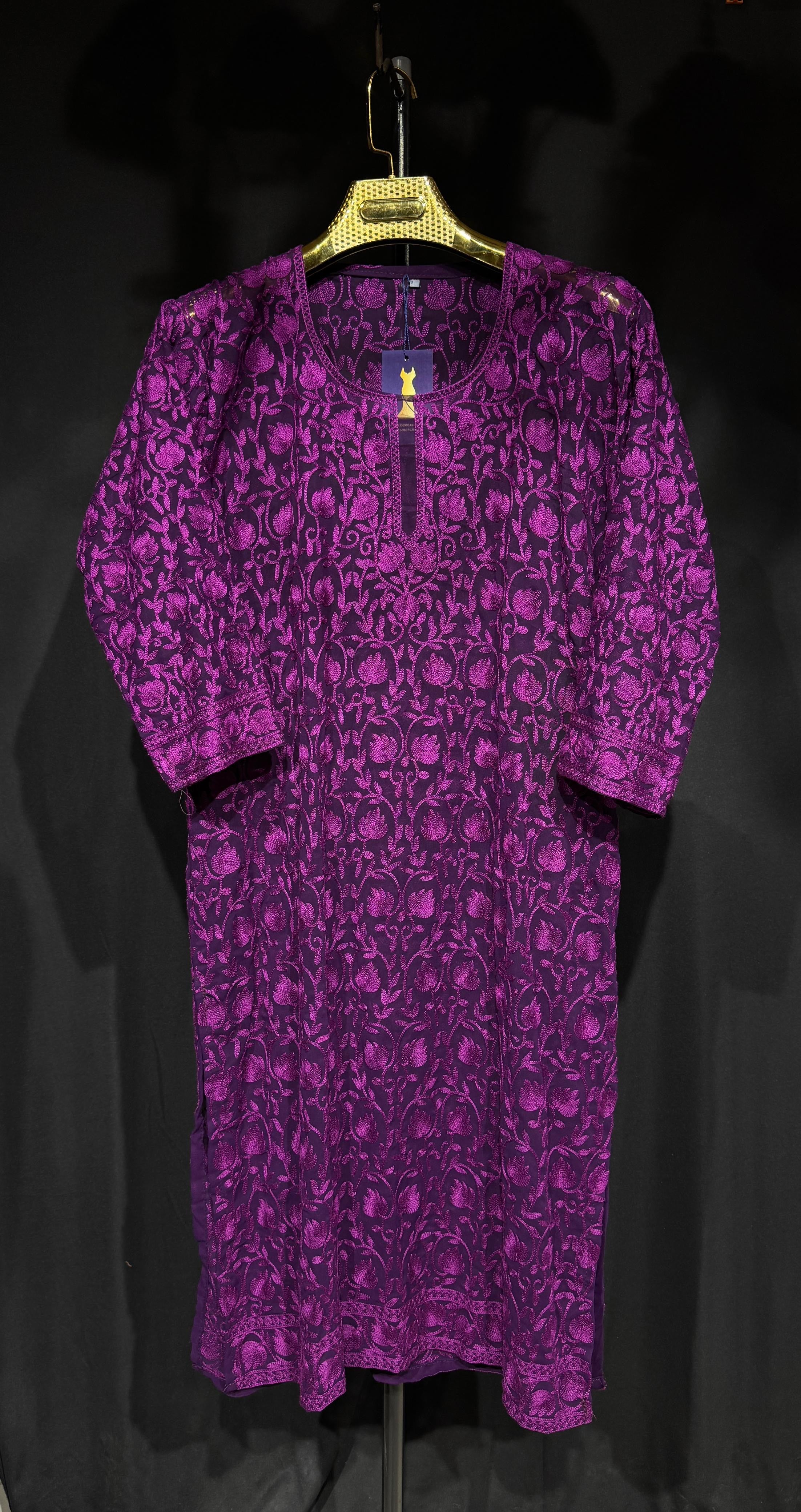 INAYA – Plum Purple Kashmiri Aari Embroidered Georgette Kurta