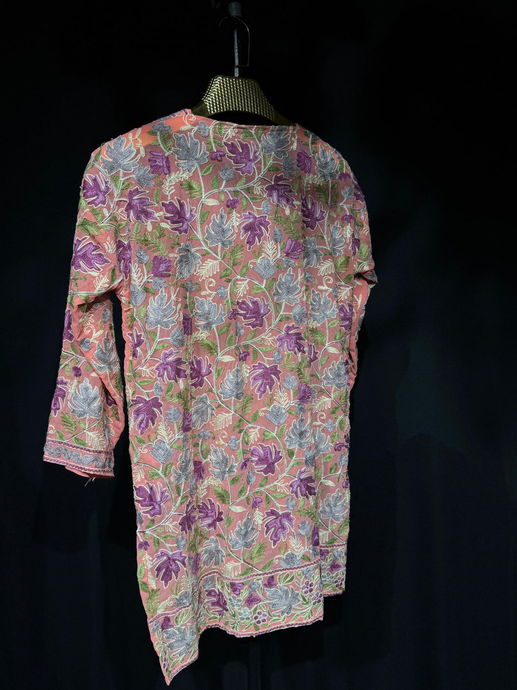 Aaliyah Pastel Bloom Kashmiri Aari Kurta | Embroidered Pure Georgette