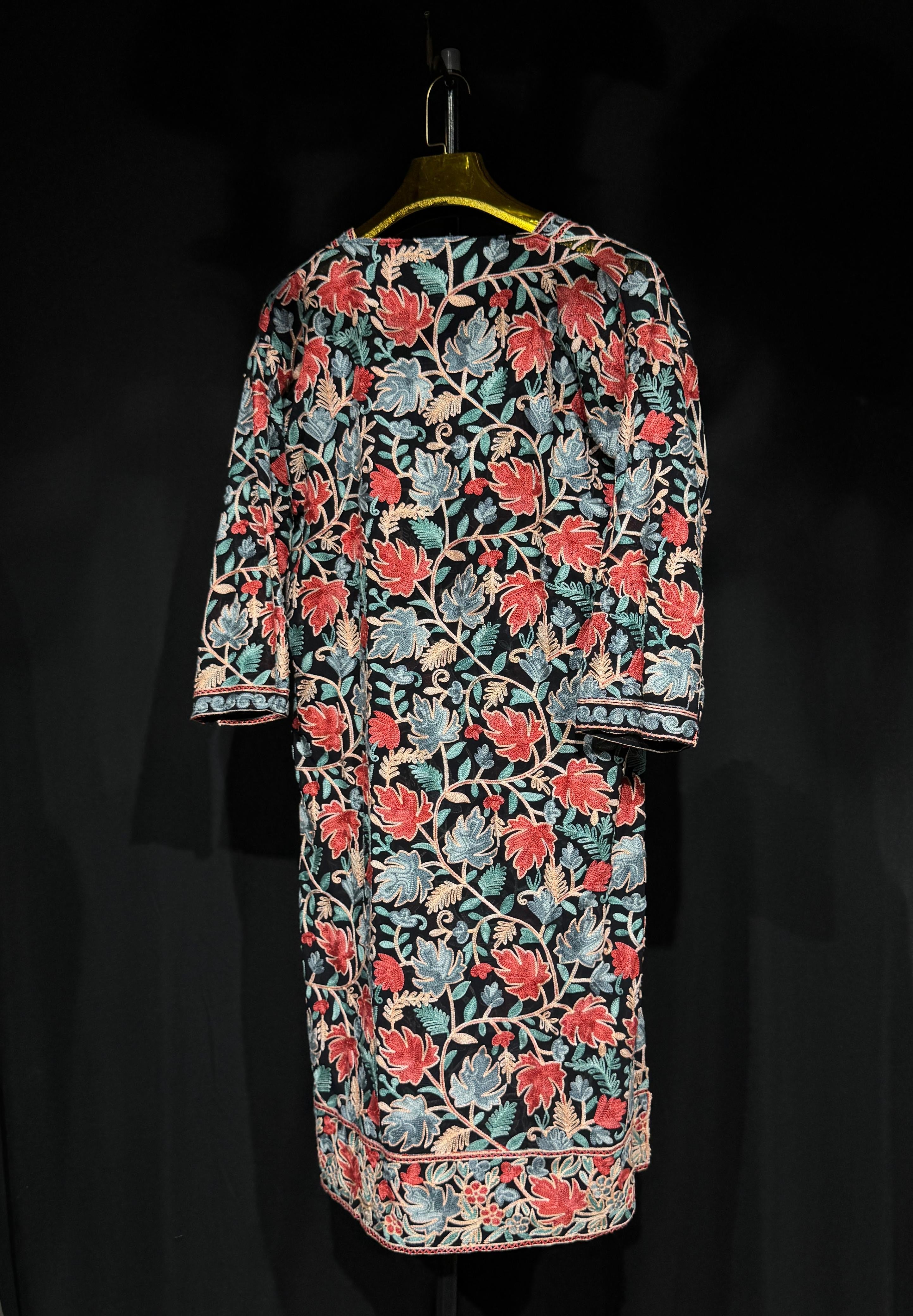 NAYAB Kashmiri Aari Kurta | Premium Georgette | Midnight Blue Elegance